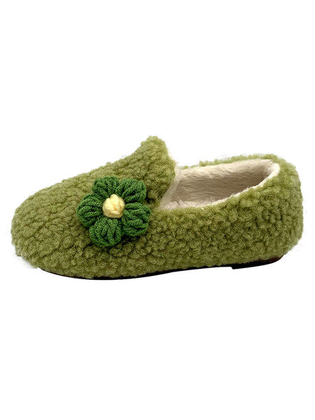 Ежедневни пухени обувки с декоративни цветя