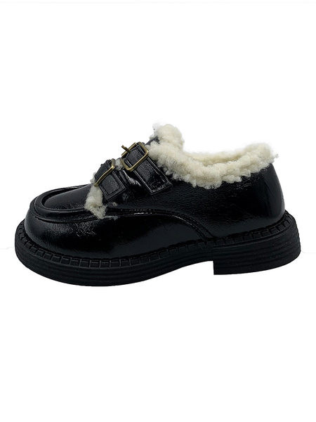 Поларени зимни обувки с катарама