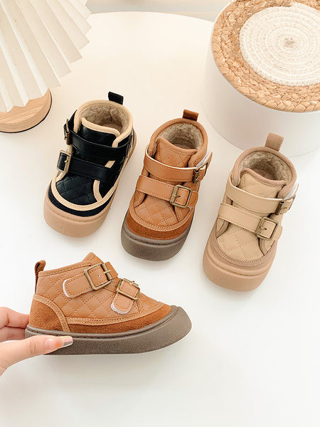 Спортни поларни обувки от еко кожа с велкро закопчаване 