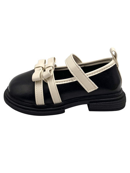 Детски кожени обувки с панделка 