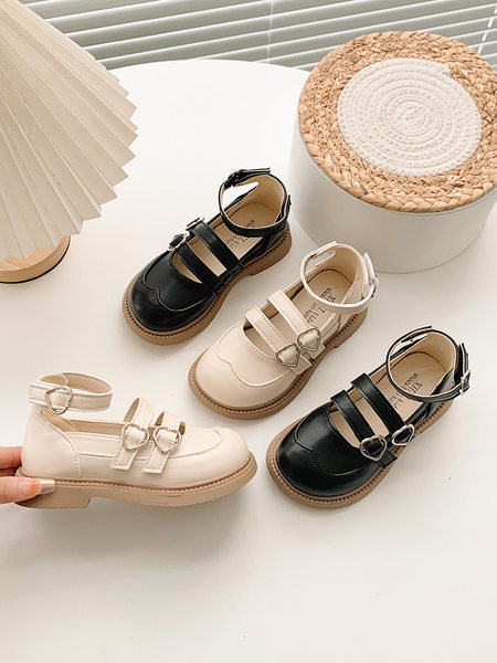 Ежедневни детски обувки с катарами- бежов и черен цвят