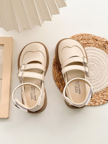 Ежедневни детски обувки с катарами- бежов и черен цвят