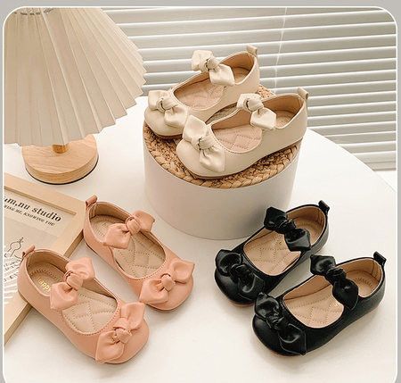 Ежедневни детски обувки с панделка от еко кожа