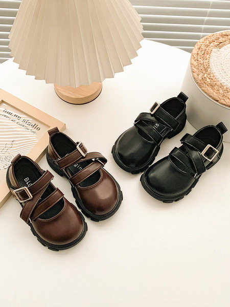 Детски обувки от еко кожа с метална катарама за момичета 