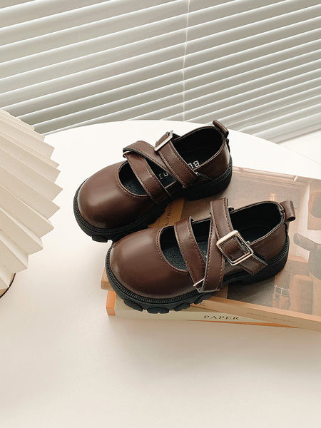 Детски обувки от еко кожа с метална катарама за момичета 