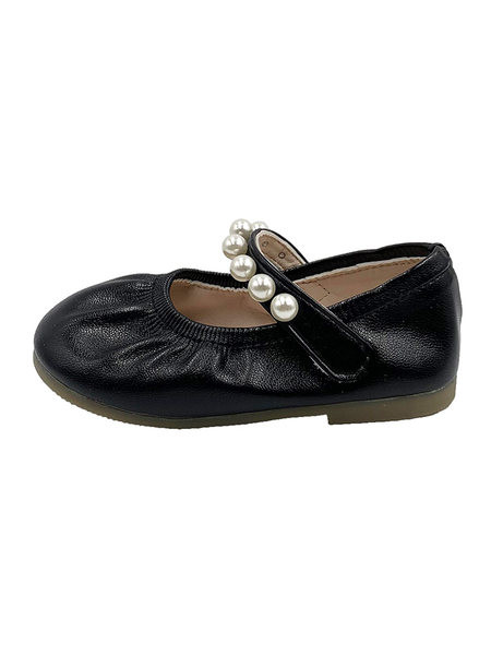 Детски кожени - обувки с перли 