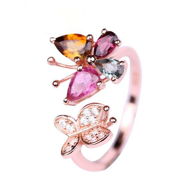 Дамски пръстен с декоративни цветни камъни