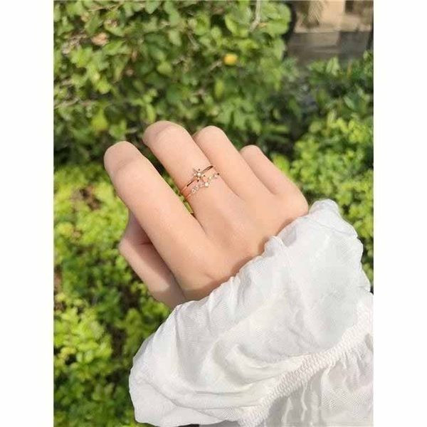 дамски двуреден пръстен с камъни