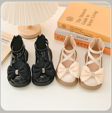 Детски ежедневни обувки за момичета с панделка и цип