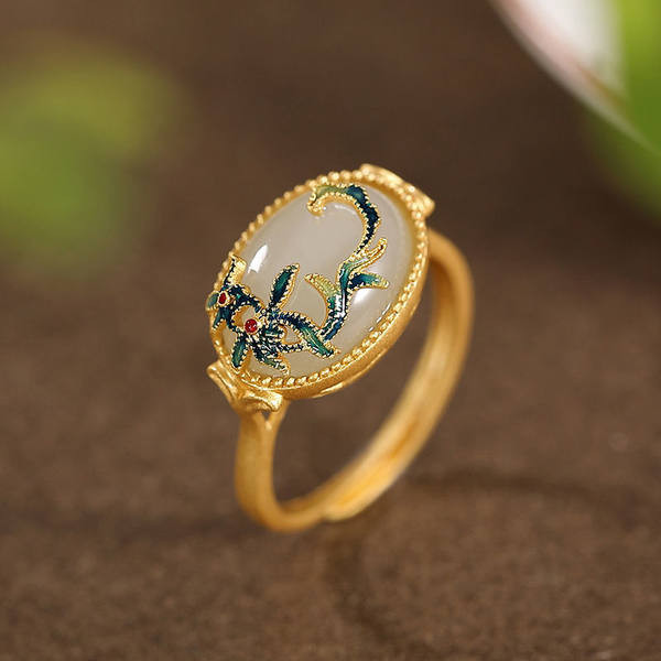 Inel de dama modern cu piatra - culoare aurie