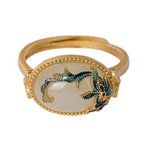 Inel de dama modern cu piatra - culoare aurie