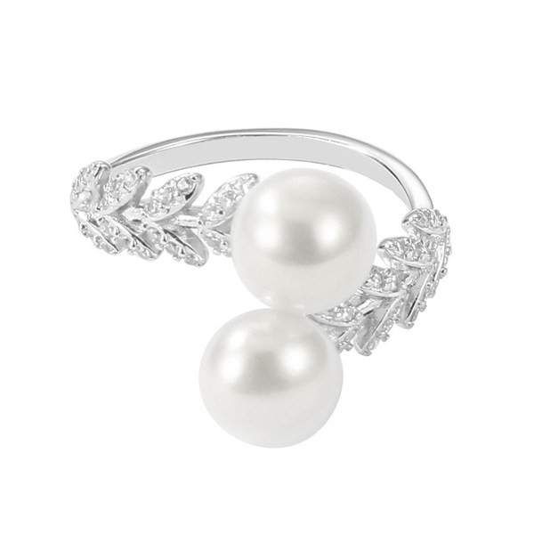 Inel deschis de dama cu perle si pietre