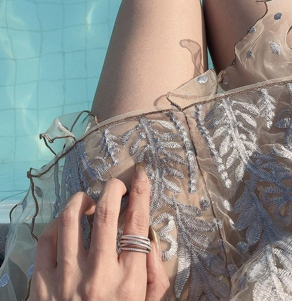 Inel de damă elegant stratificat cu pietre