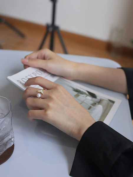 Inel de damă reglabil cu perle