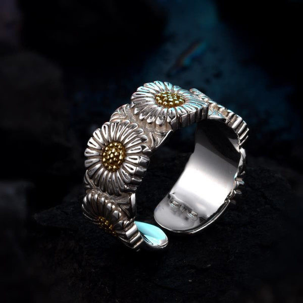 Inel de dama reglabil cu element floral