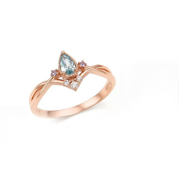 Inel de dama de aur model nou cu pietre colorate