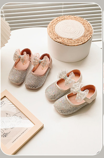 Pantofi copii cu paiete si panglica