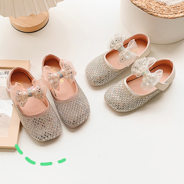 Pantofi copii cu paiete si panglica