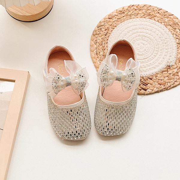 Pantofi copii cu paiete si panglica