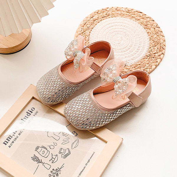 Pantofi copii cu paiete si panglica