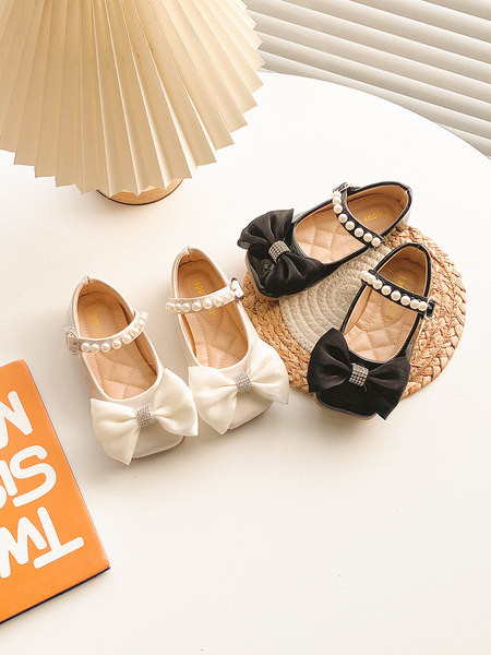 Pantofi copii cu panglica si perle pentru fete