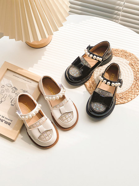 Pantofi pentru fete antiderapante pentru copii cu perle si panglica