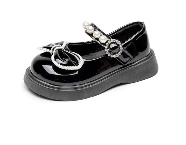 Pantofi copii pentru fete cu panglica si perle