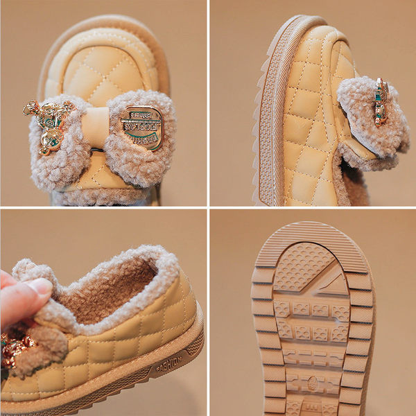 Gyerek polár cipő lányoknak szalaggal