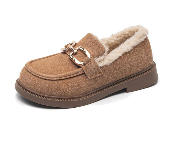 Pantofi fleece pentru fete cu elemente metalice