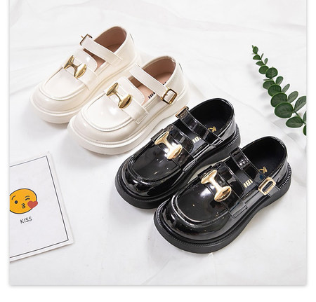 Pantofi copii din piele cu elemente metalice