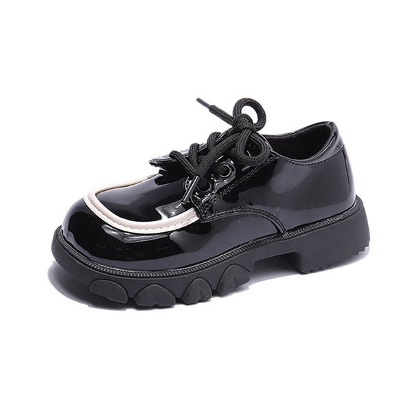 Pantofi casual pentru copii cu sireturi - culoare alb-negru