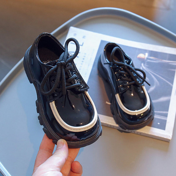 Pantofi casual pentru copii cu sireturi - culoare alb-negru