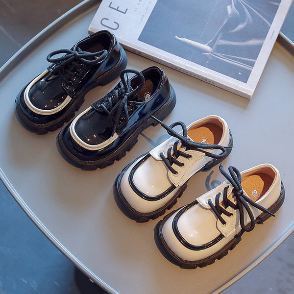 Pantofi casual pentru copii cu sireturi - culoare alb-negru