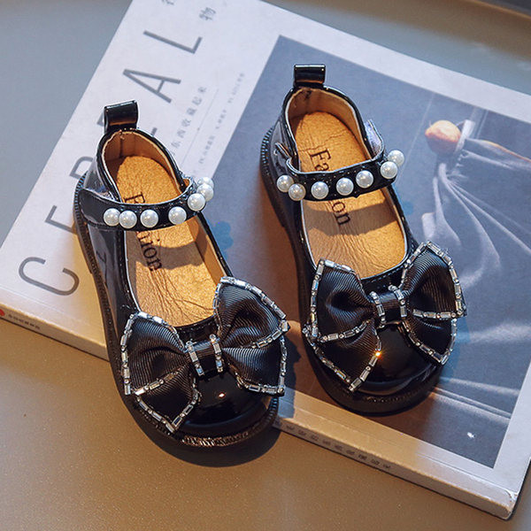 Pantofi copii pentru fete cu perle si panglica