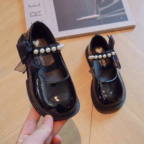 Pantofi de fete la modă cu perle și panglică lipite cu velcro