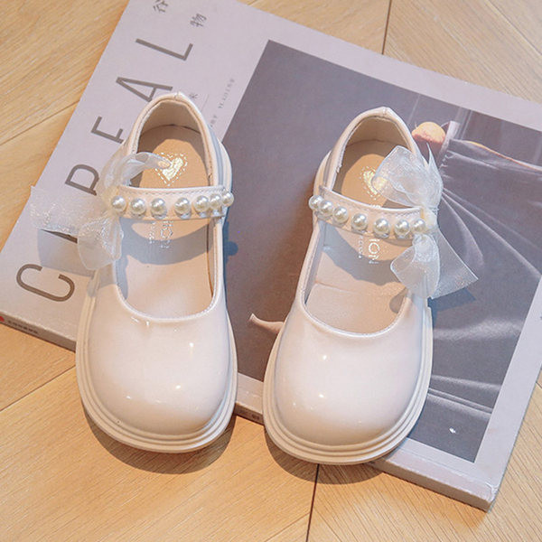 Pantofi de fete la modă cu perle și panglică lipite cu velcro