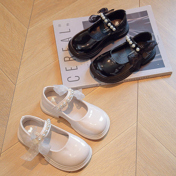 Pantofi de fete la modă cu perle și panglică lipite cu velcro