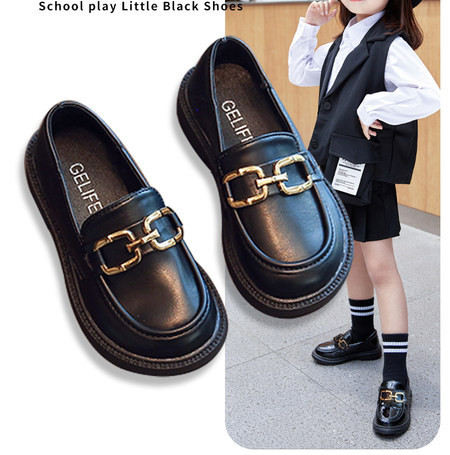 Pantofi copii din piele cu elemente metalice