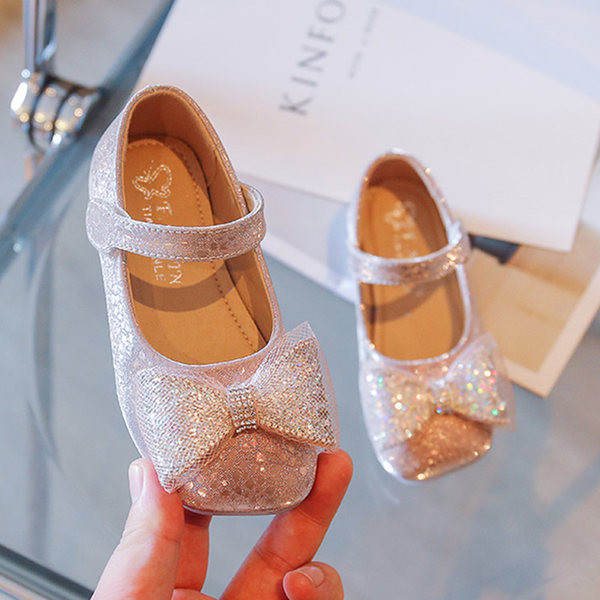 Pantofi copii pentru fete cu panglica si brocart