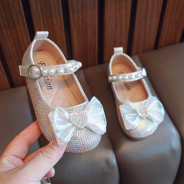 Pantofi la modă pentru copii cu pietre și perle - pentru fete