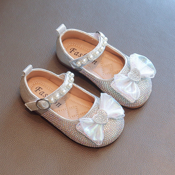 Pantofi la modă pentru copii cu pietre și perle - pentru fete