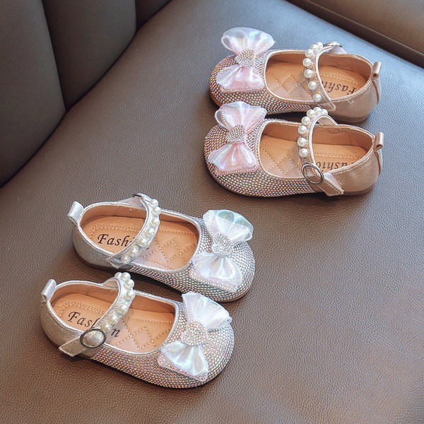 Pantofi la modă pentru copii cu pietre și perle - pentru fete
