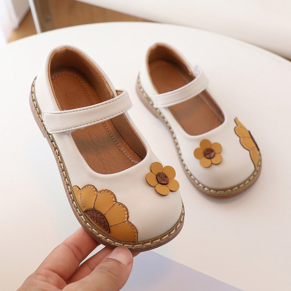 Pantofi pentru copii antiderapante din piele ecologica cu motiv floral