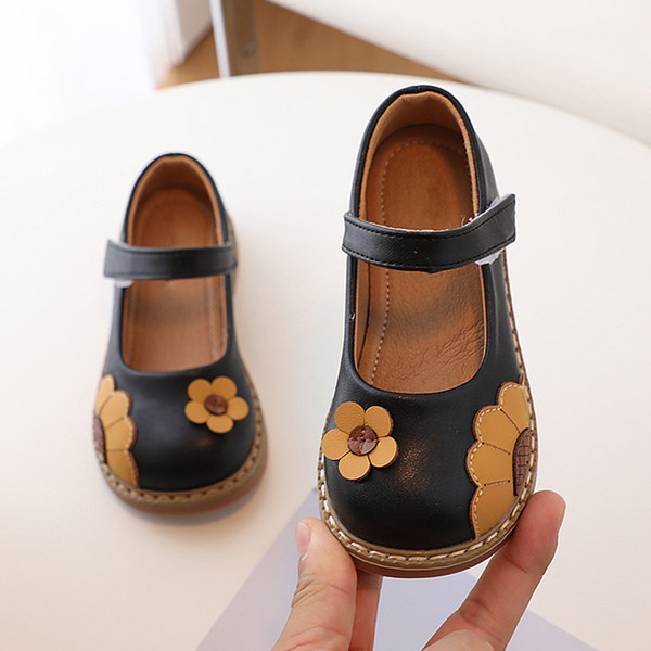 Pantofi pentru copii antiderapante din piele ecologica cu motiv floral