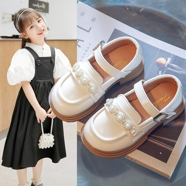 Pantofi la modă pentru copii cu perle - pentru fete