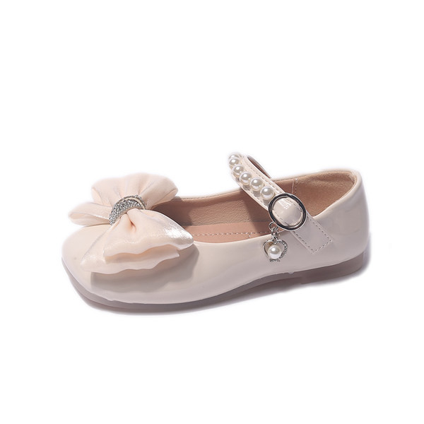 Model nou de pantofi pentru fete cu petice velcro perle si panglica