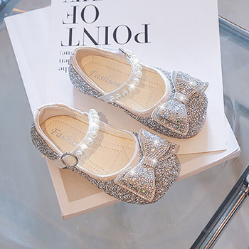 Модерни обувки за момичета с декоративни камъни и перли