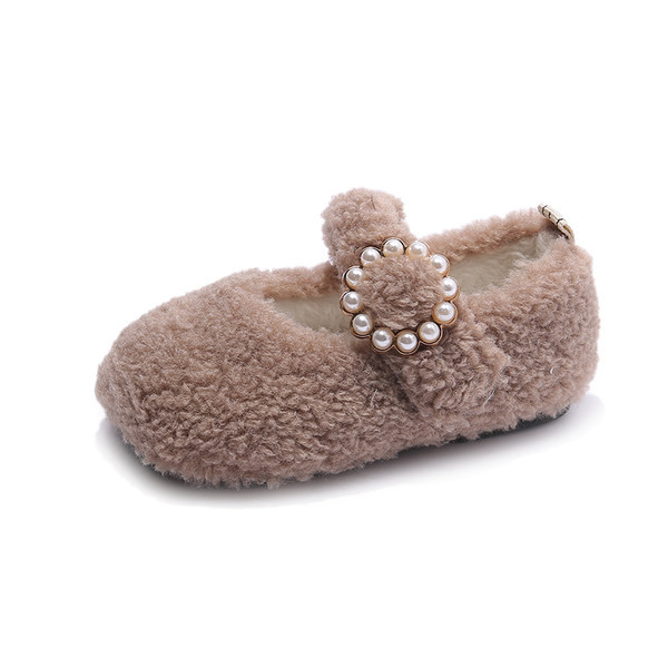 Pantofi de puf pentru fete cu perle