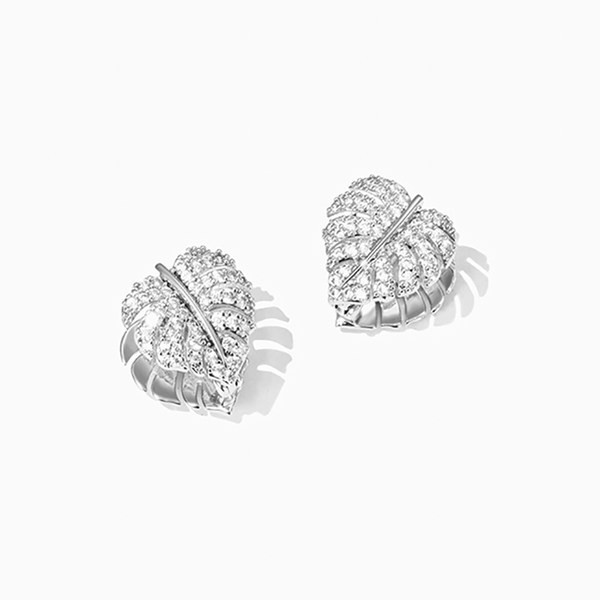 Cercei moderni de dama in forma de frunza cu pietre decorative