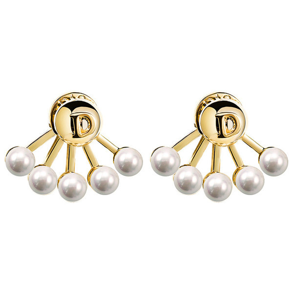 Cercei eleganti de culoare aurie cu perle